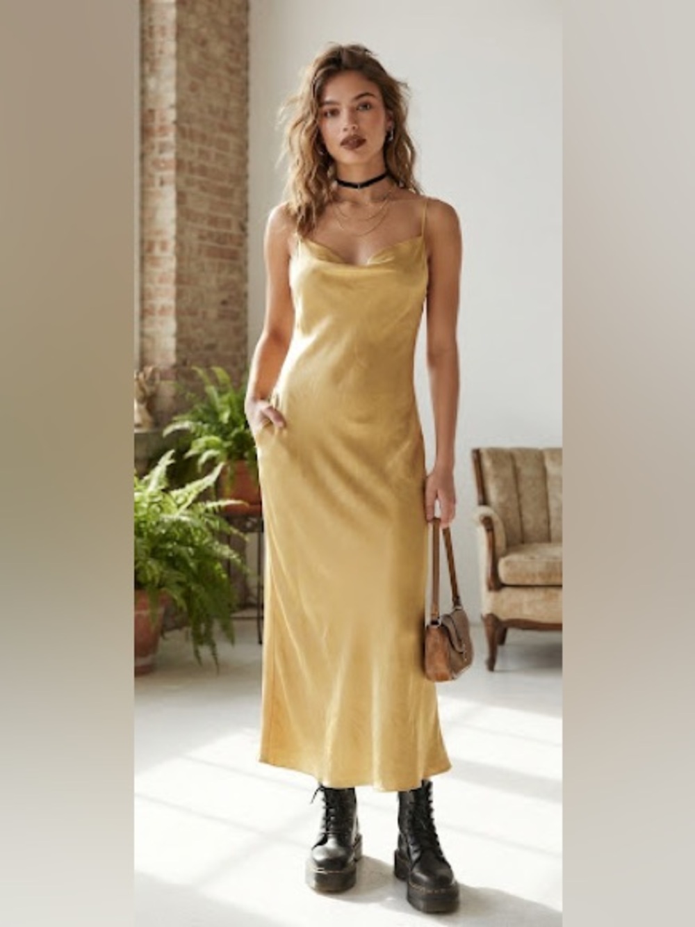 Vtg Bebe Slip Dress Womens  S Midi Drape Neckline Satin 90s Grunge Y2K  whimsy